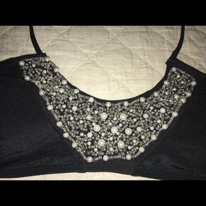 Xhilaration black beaded bikini top- NWT